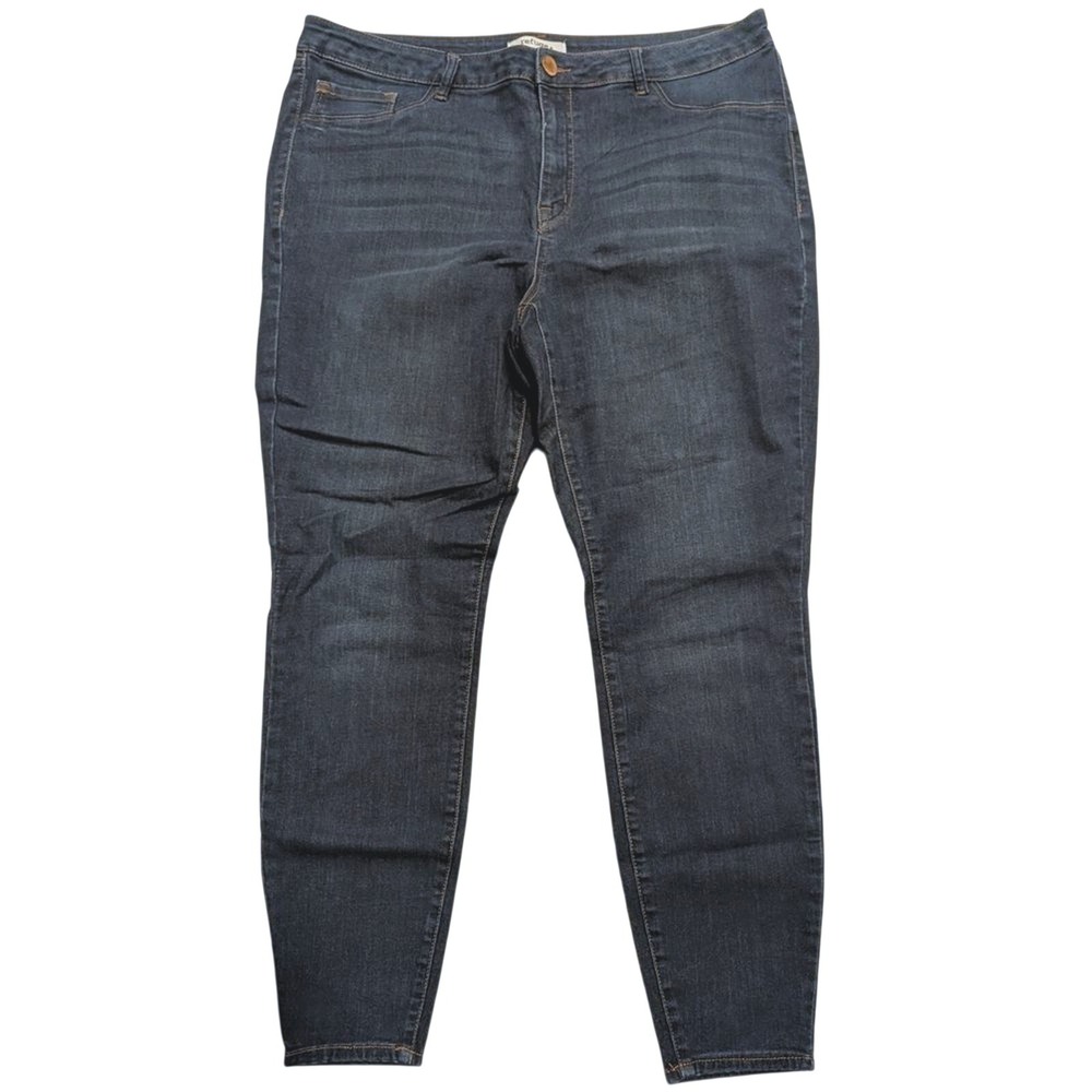 Refuge + Plus‎ 18 Jeans Skinny Leg Stretchy Dark Faded Wash Distressed Denim